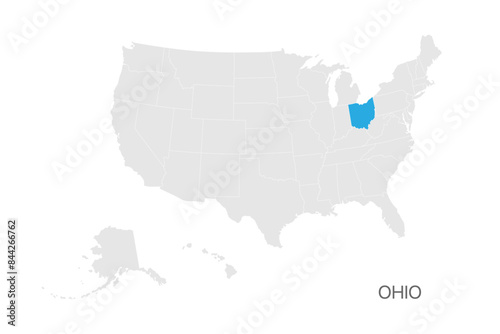 USA map with Ohio state highlighted easy editable for design