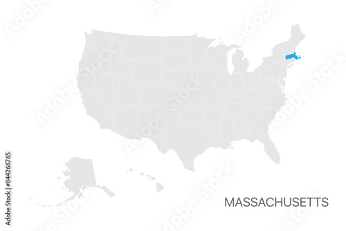 USA map with Massachusetts state highlighted easy editable for design