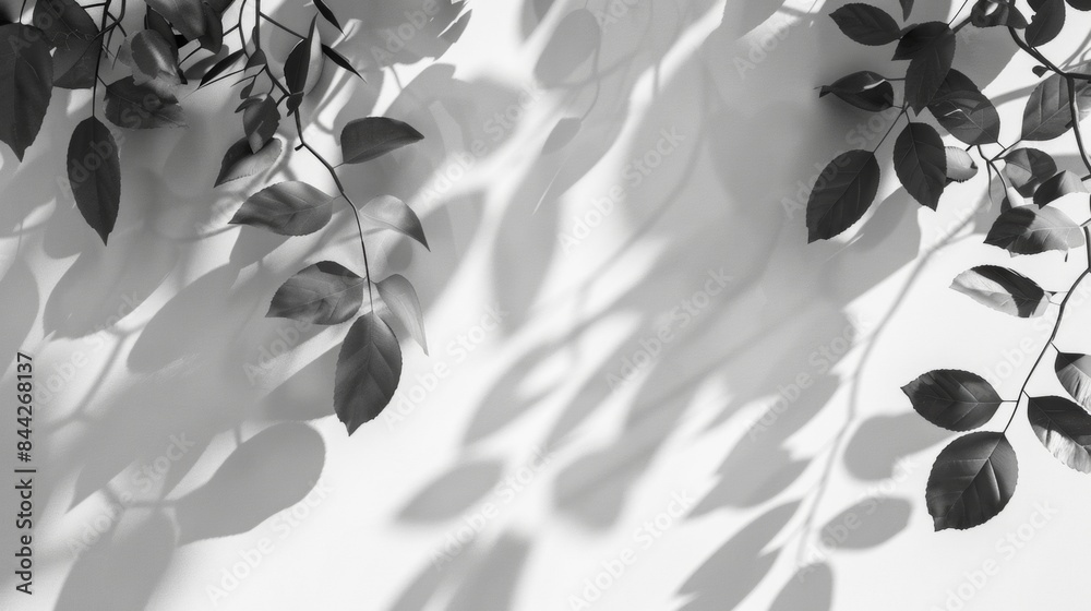 Abstract background with shadows of leaves on a white wall Abstract background with shadows of leaves on a white wall