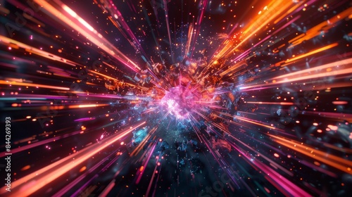 abstract neon background with colorful glowing lines