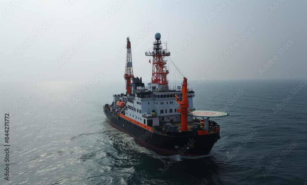 Offshore Oil Rig at Sunset: Deepwater Drilling Platform