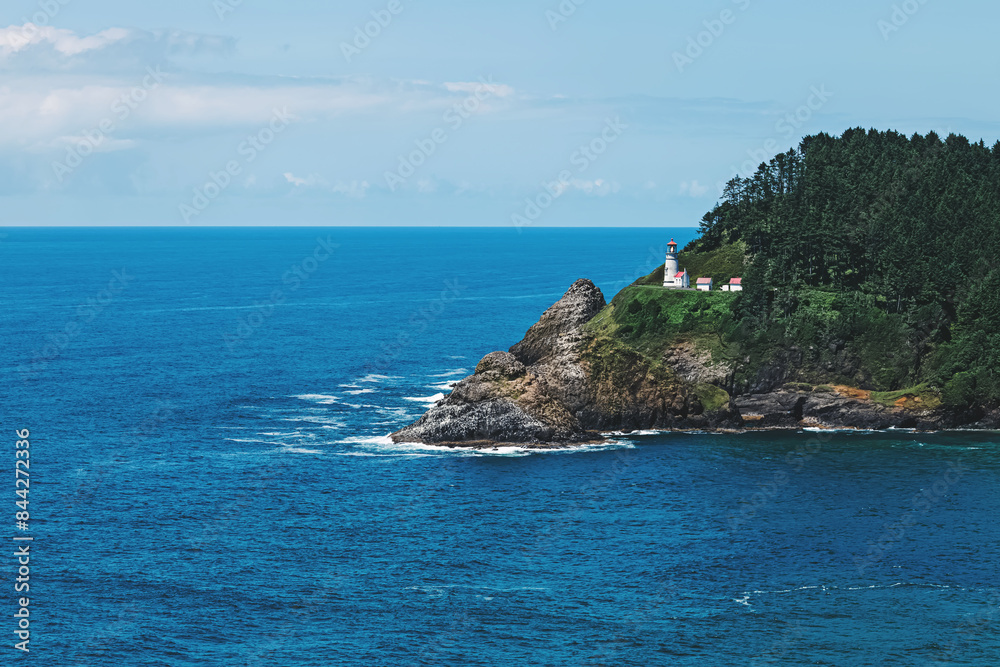 Scenic view on the lighthouse on the cliff, Oregon coast, USA Scenic view on the lighthouse on the cliff, Oregon coast, USA