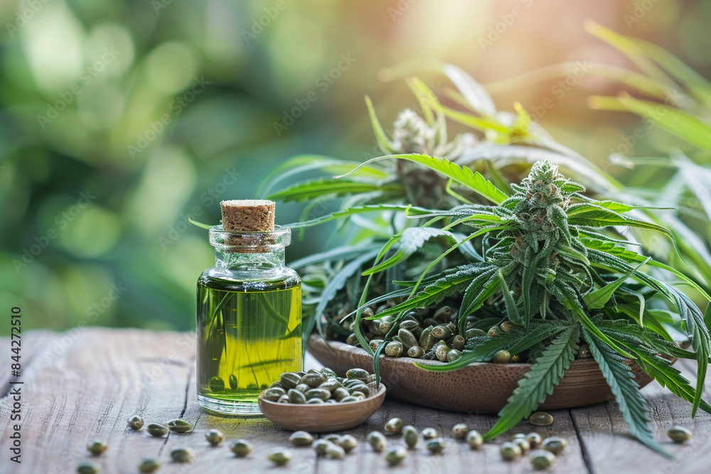 spa still life with essential oil of cannabis, Generative Ai spa still life with essential oil of cannabis, Generative Ai