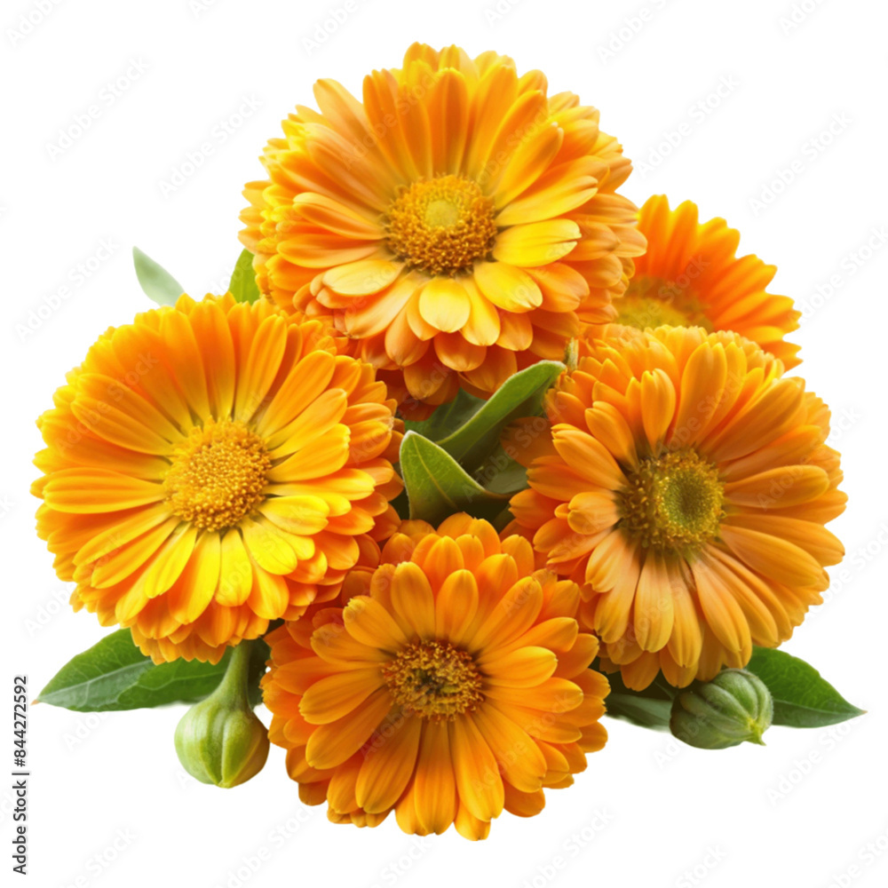 Fresh calendula flowers isolated on Transparent background. Fresh calendula flowers isolated on Transparent background.