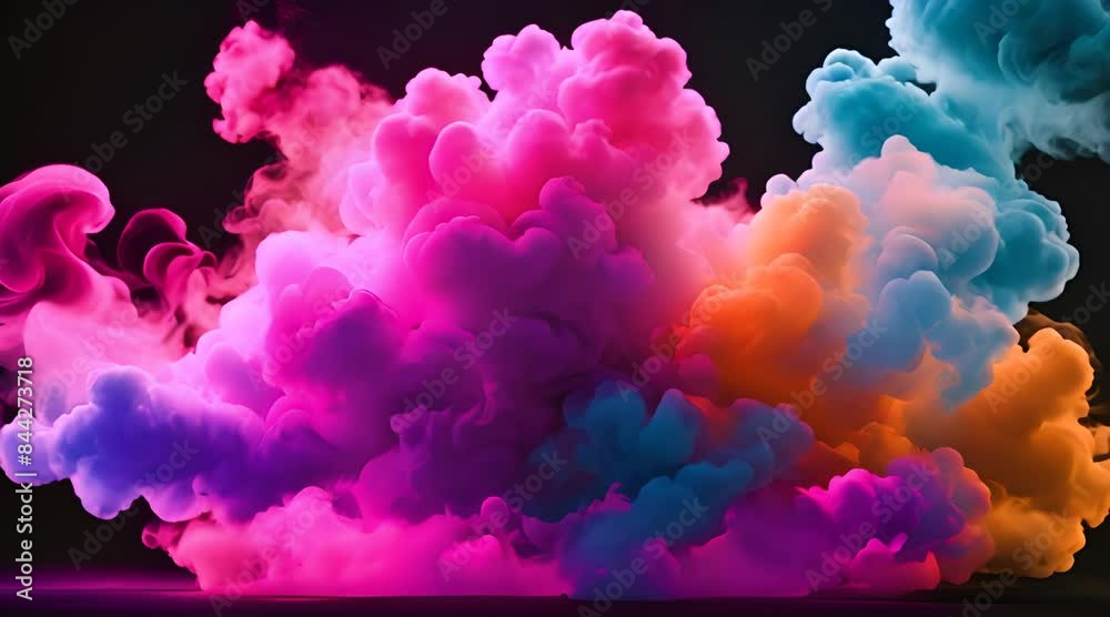 Vibrant Smoke: 3D Colorful Swirls on Black
