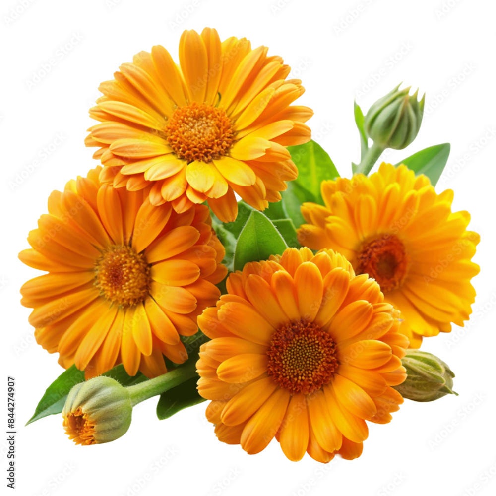 Fresh calendula flowers isolated on Transparent background. Fresh calendula flowers isolated on Transparent background.