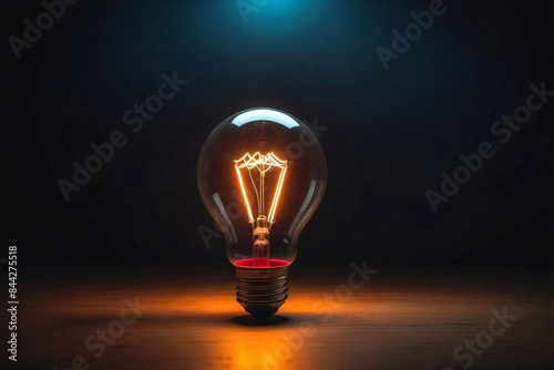 a bulb that is illuminated in a dark room