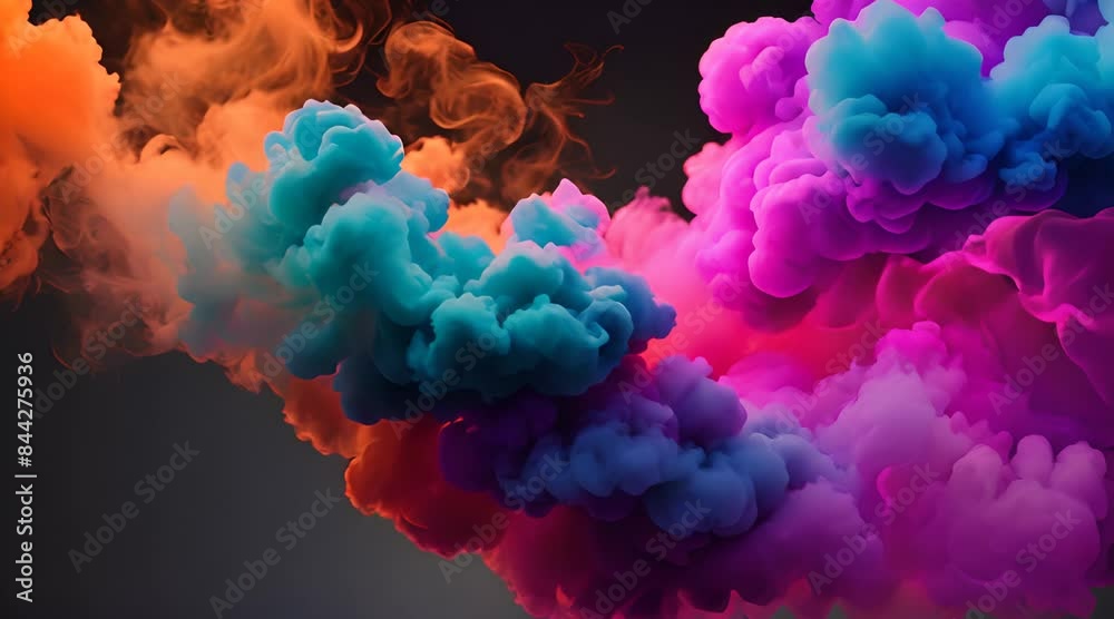 Dynamic Colors: 3D Smoke Animation on Black
