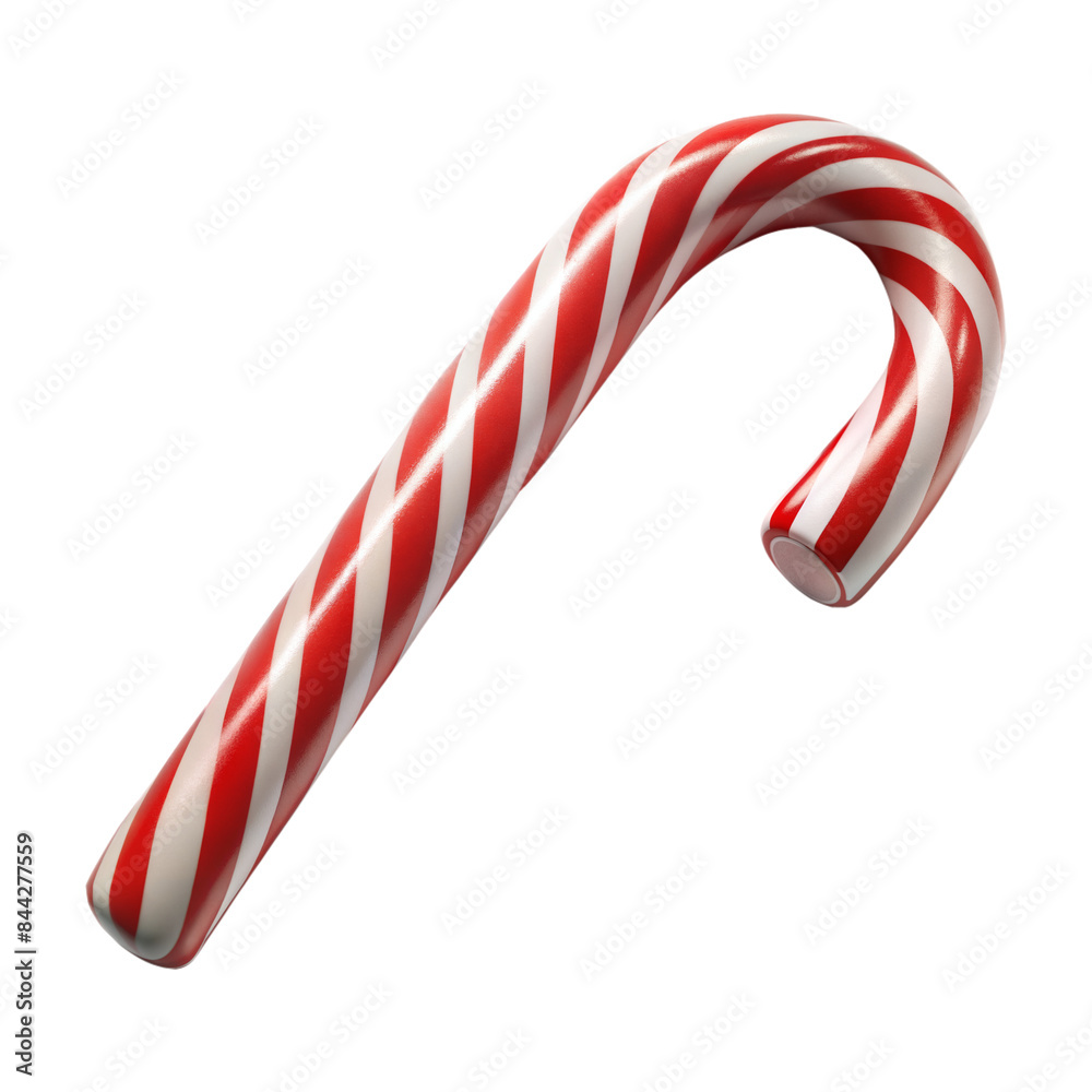 Red And White Candy Cane Isolated On Transparent Background