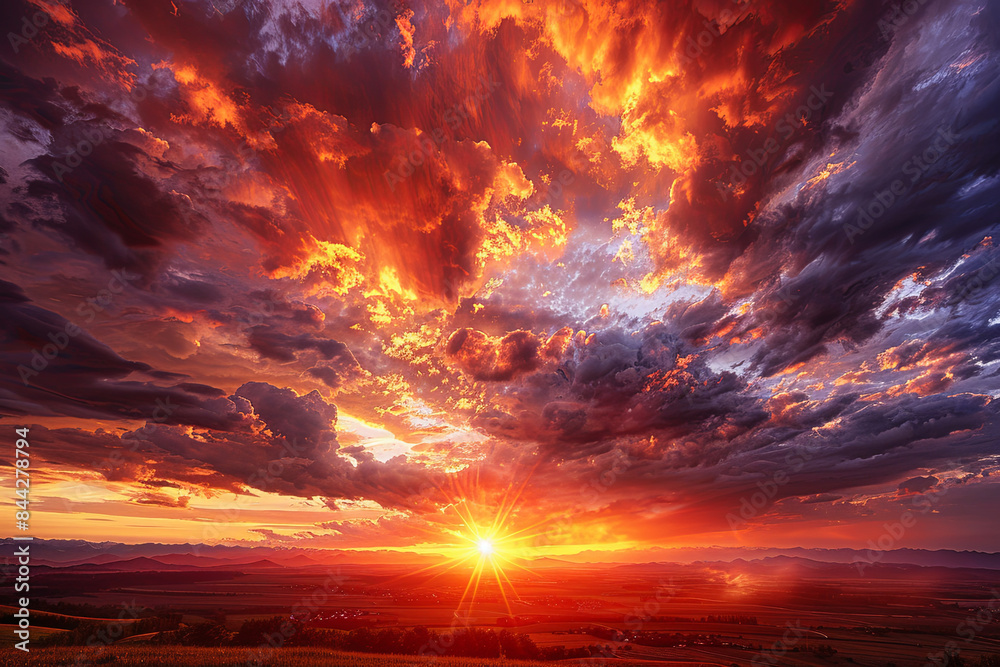 A beautiful sunset with a bright orange sun in the sky A beautiful sunset with a bright orange sun in the sky