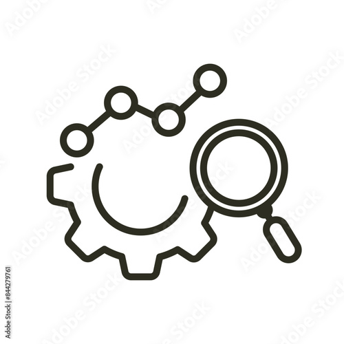 Market research outline icon. Magnifying glass financial business or marketing targeting vector icon illustration image