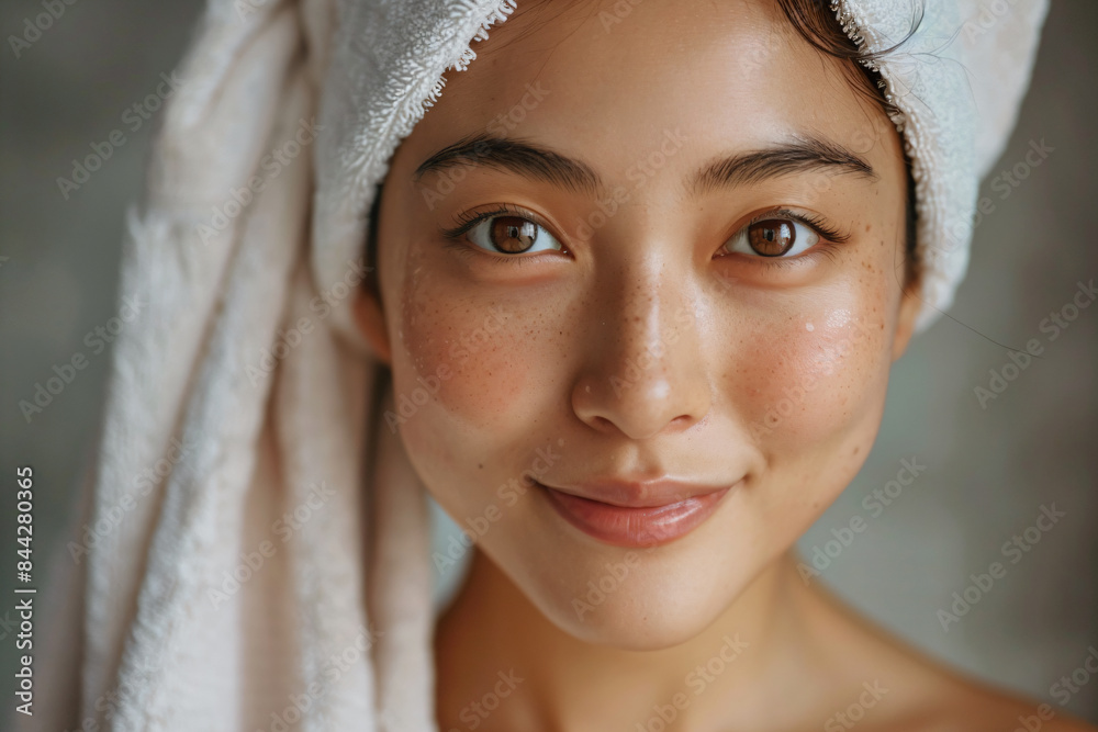 Obraz premium a woman with a towel on her head