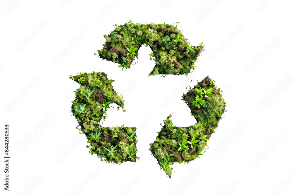 Green Recycle Symbol Made of Plants and Moss