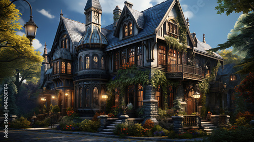 lavish mansion hyper realism 3 story house hyper realis high contrast © AI Lounge