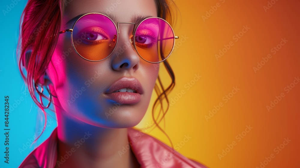beautiful young stylish woman, colorful plain background beautiful young stylish woman, colorful plain background