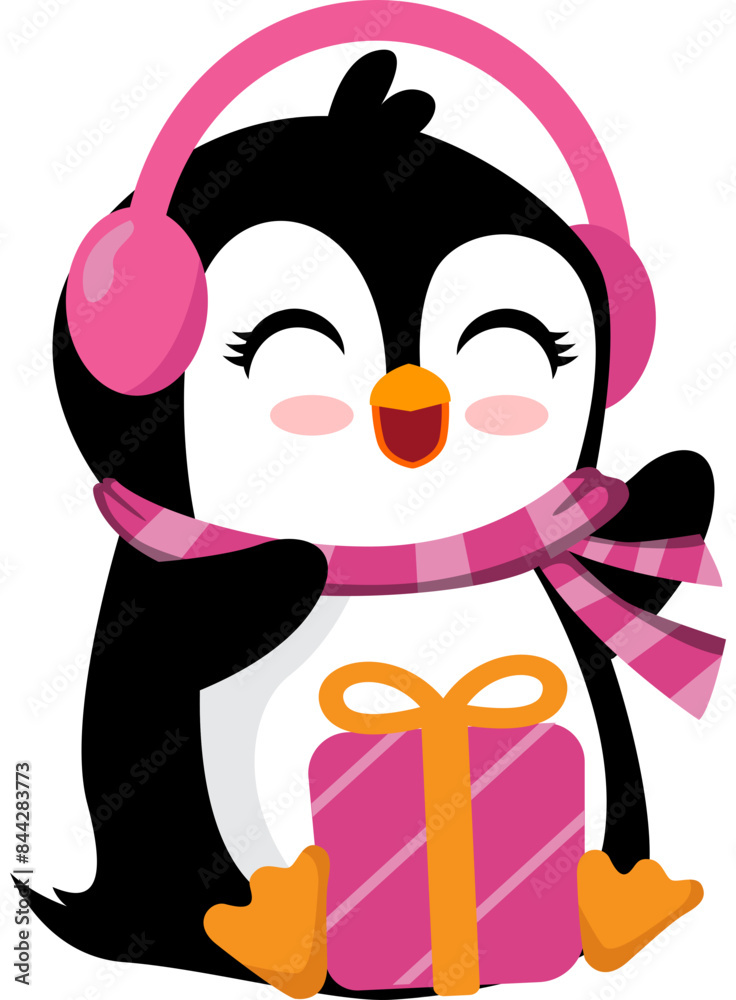 Penguin character celebrating a christmas party Penguin character celebrating a christmas party