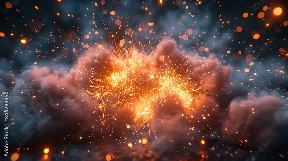Fototapeta premium Utilize long exposure capture the mesmerizing movement of fireworks exploding in a burst of color against the night sky