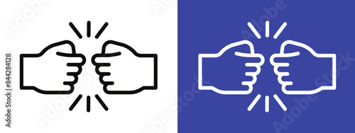 Fist bump icon set. Vector illustrations of fist bumps in various styles. Perfect for social media posts, event promotions, and highlighting unity and teamwork.