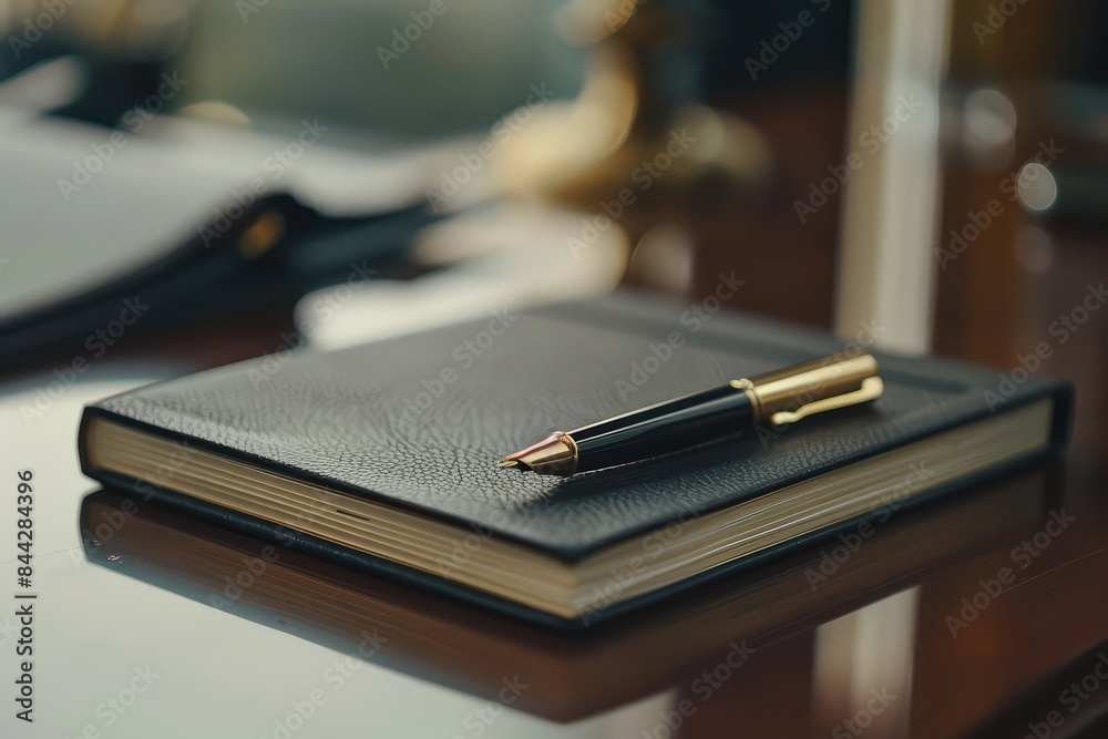 Notepad on a table with pen before meeting tone business concept with copy space Notepad on a table with pen before meeting tone business concept with copy space