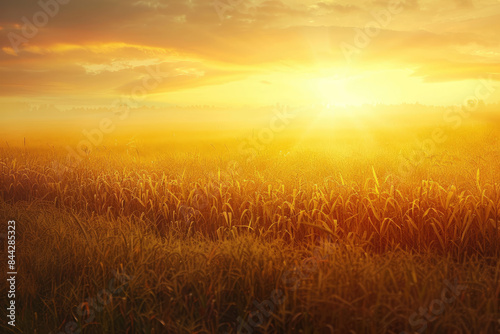 Cornfield, side view, endless field at sunset, detailed tone, Analogous Color Scheme