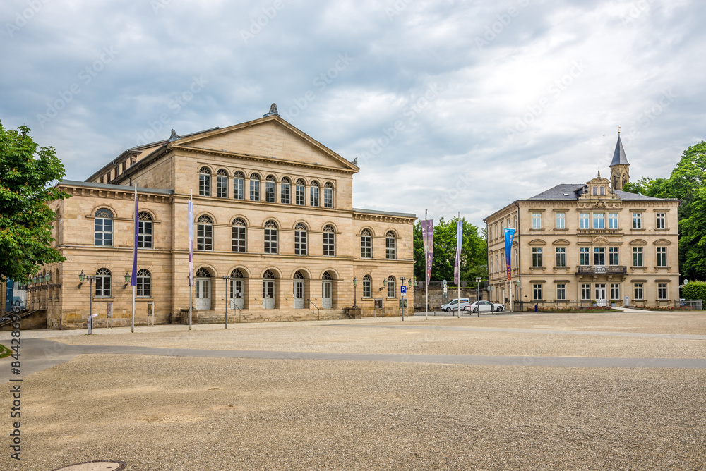 Fototapeta premium View at the Library building in the streets of Coburg in Germany
