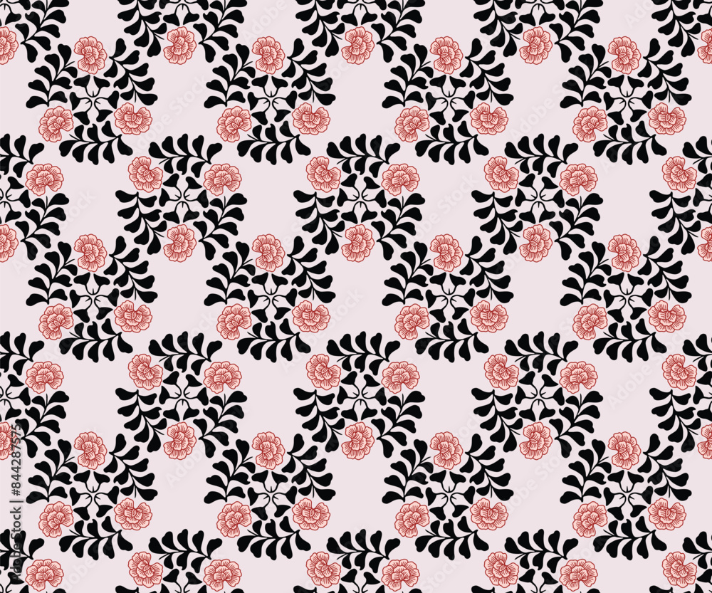 Japanese Flower Leaf Branch Circle Vector Seamless Pattern Japanese Flower Leaf Branch Circle Vector Seamless Pattern