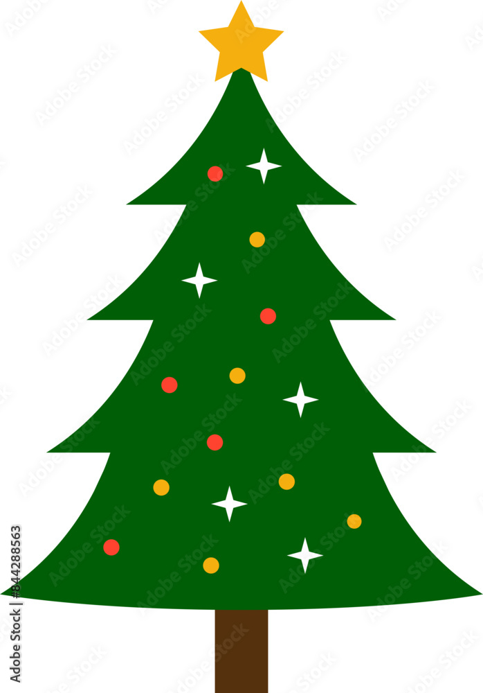 Obraz premium Flat decorative christmas tree icon
