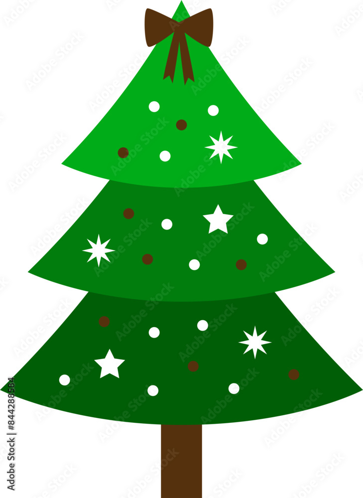 Fototapeta premium Flat decorative christmas tree icon