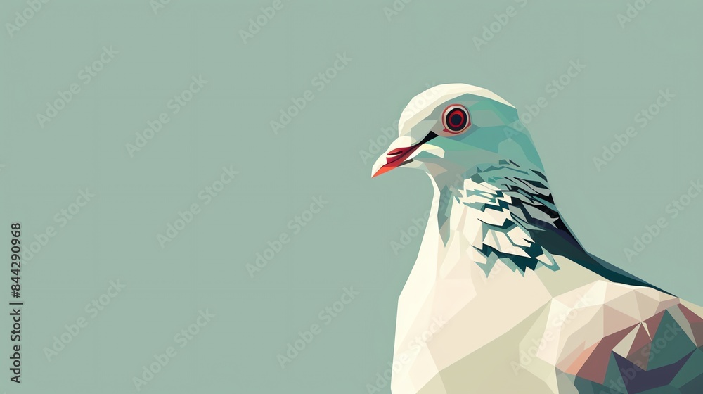 Obraz premium A beautiful polygonal illustration of a pigeon. The soft colors and simple shapes make this image a perfect addition to any home or office.