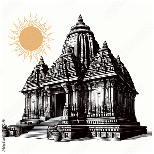 Sun temple Konark vector illustration  photo