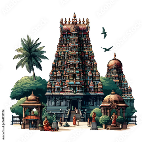 Meenakshi Amman Temple Tamil Nadu India Vector illustration 