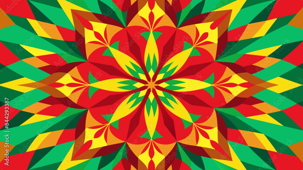 A kaleidoscope pattern with red, yellow, and green fragments creating a sense of joy and movement.
A kaleidoscope pattern with red, yellow, and green fragments creating a sense of joy and movement.