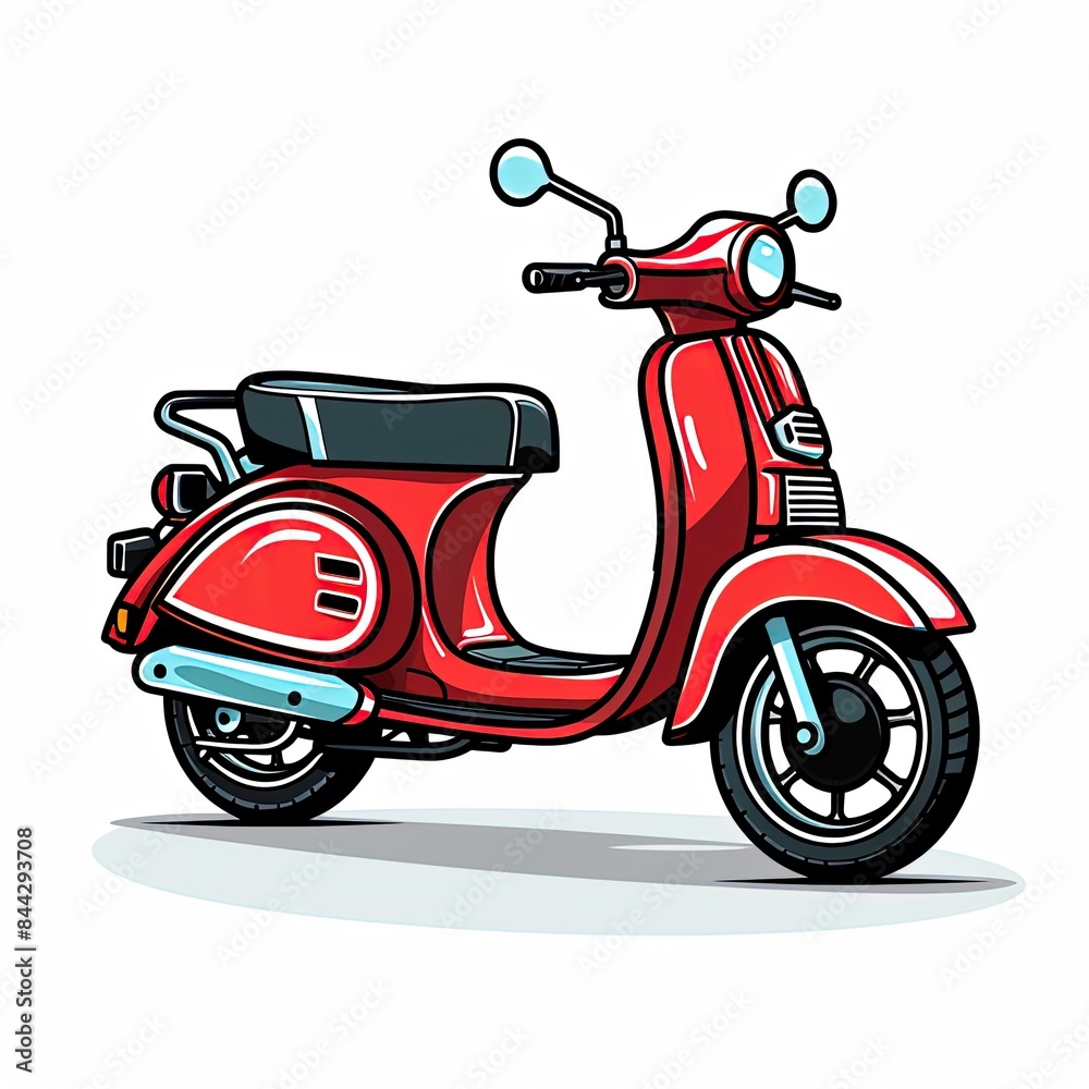 Obraz premium Motorcycle flat illustration Memphis style vector isolated on white background 2d flat