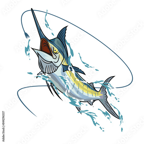marlin sailfish fishing illustration logo vector image t shirt