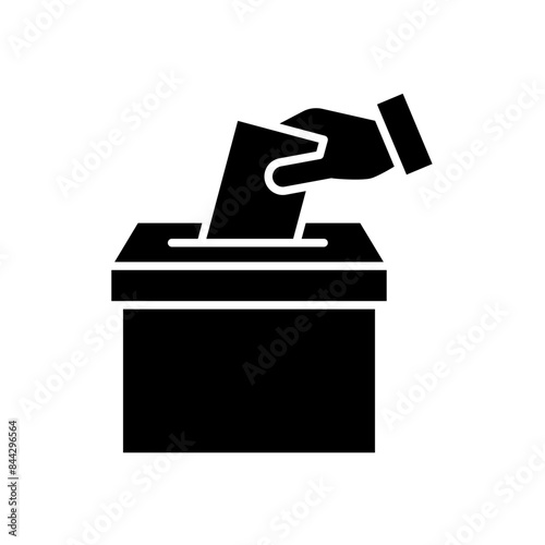 Hand voting ballot box icon, Election Vote concept, Hand putting paper in the voting box. Silhouette design for web site, logo, app, UI, Vector illustration