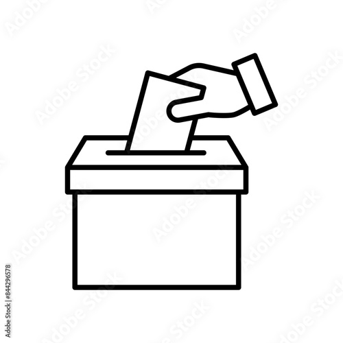 Hand voting ballot box icon, Election Vote concept, Hand putting paper in the voting box. Silhouette design for web site, logo, app, UI, Vector illustration