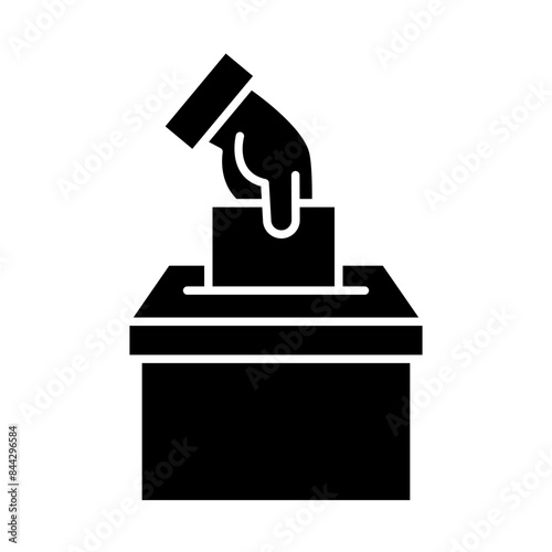 Hand voting ballot box icon, Election Vote concept, Hand putting paper in the voting box. Silhouette design for web site, logo, app, UI, Vector illustration