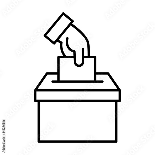 Hand voting ballot box icon, Election Vote concept, Hand putting paper in the voting box. Silhouette design for web site, logo, app, UI, Vector illustration