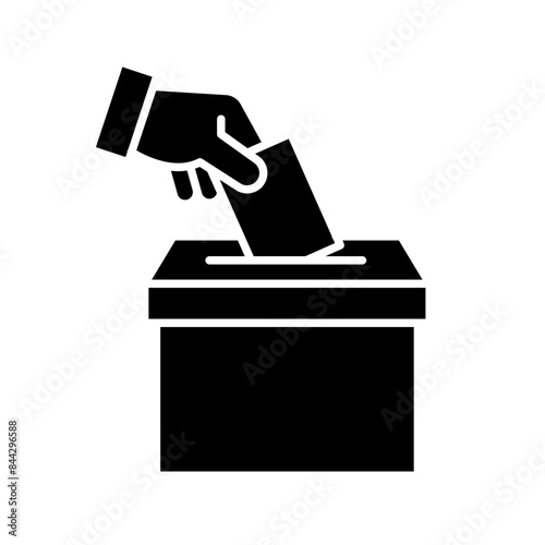 Hand voting ballot box icon, Election Vote concept, Hand putting paper in the voting box. Silhouette design for web site, logo, app, UI, Vector illustration