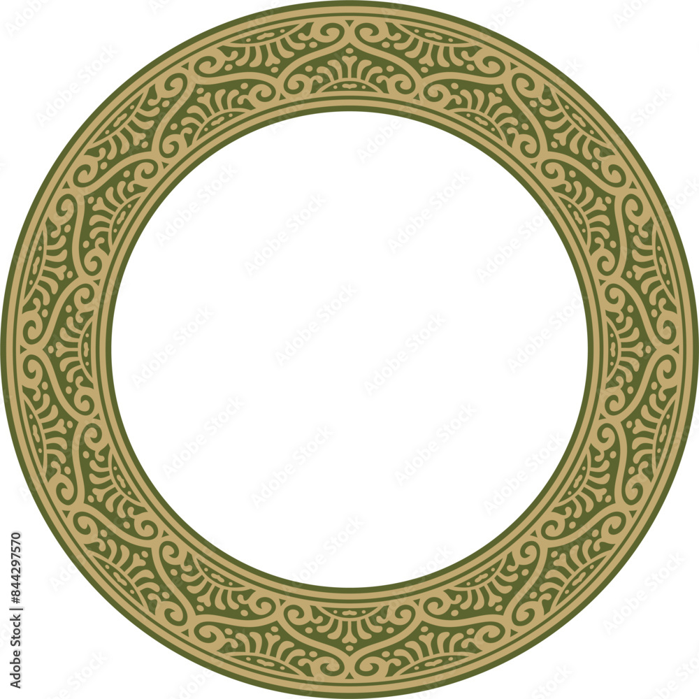 Vector round gold with green border, frame, Pompeii ring. Circle Neopolitan ornament. Art of Ancient Rome Vector round gold with green border, frame, Pompeii ring. Circle Neopolitan ornament. Art of Ancient Rome