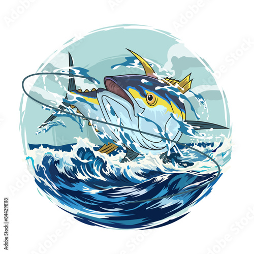tuna fishing illustration logo vector image t shirt