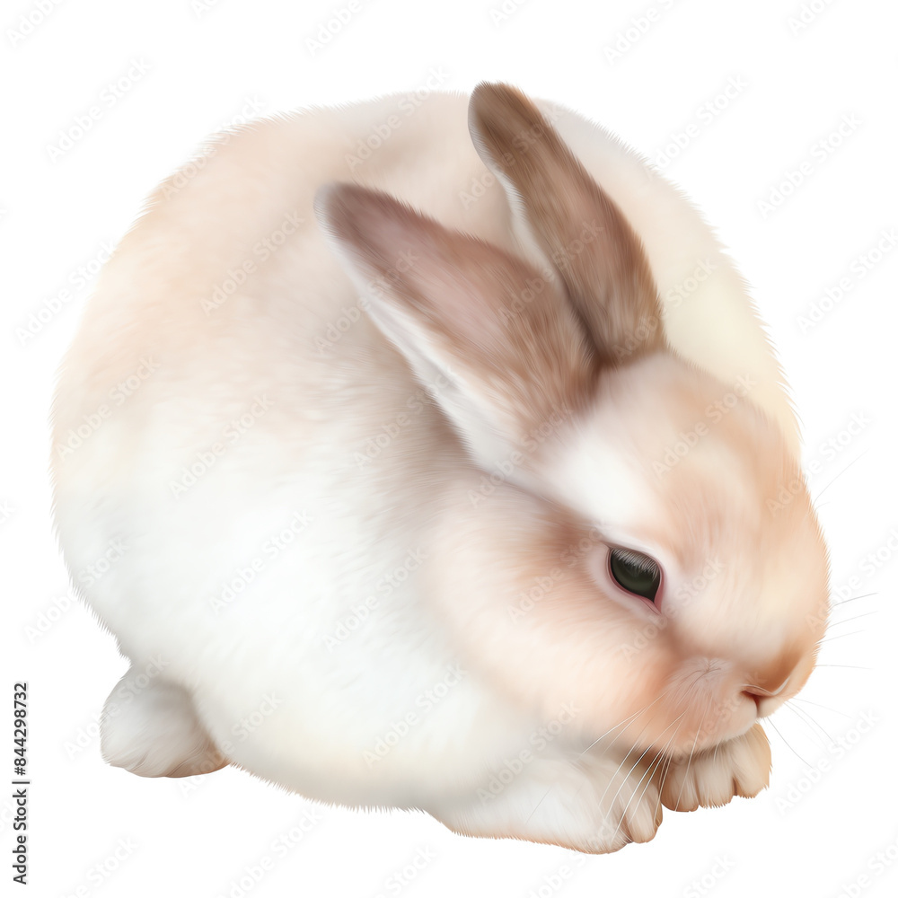 A cute fluffy bunny rabbit with white and brown fur, sitting calmly. Perfect image for Easter or pet-related content. A cute fluffy bunny rabbit with white and brown fur, sitting calmly. Perfect image for Easter or pet-related content.