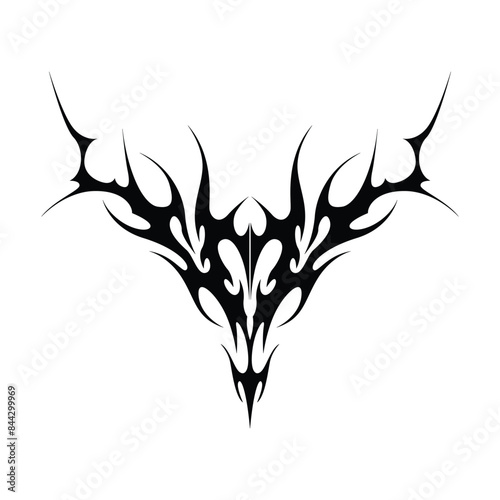 Neo tribal y2k gothic style tattoo. Cyber sigilism heart design. Vector illustration.