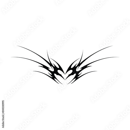 Neo tribal y2k gothic style tattoo. Cyber sigilism heart design. Vector illustration.
