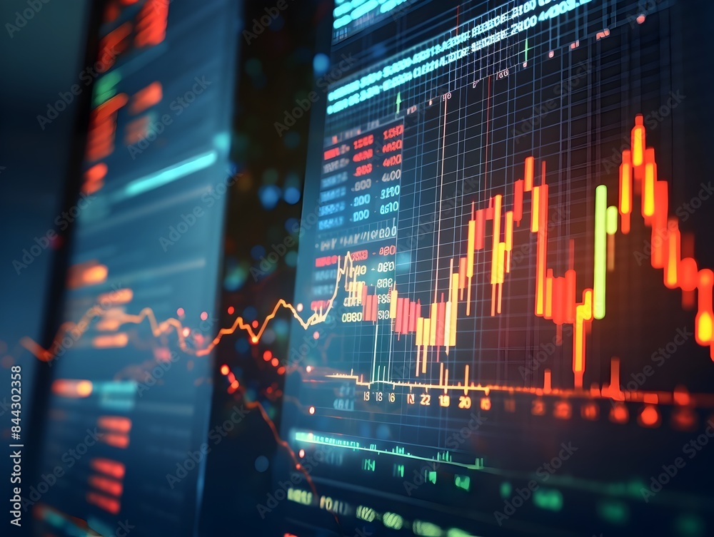 Cutting-Edge Digital Financial Chart with Vibrant Candlestick Data Visualization Cutting-Edge Digital Financial Chart with Vibrant Candlestick Data Visualization