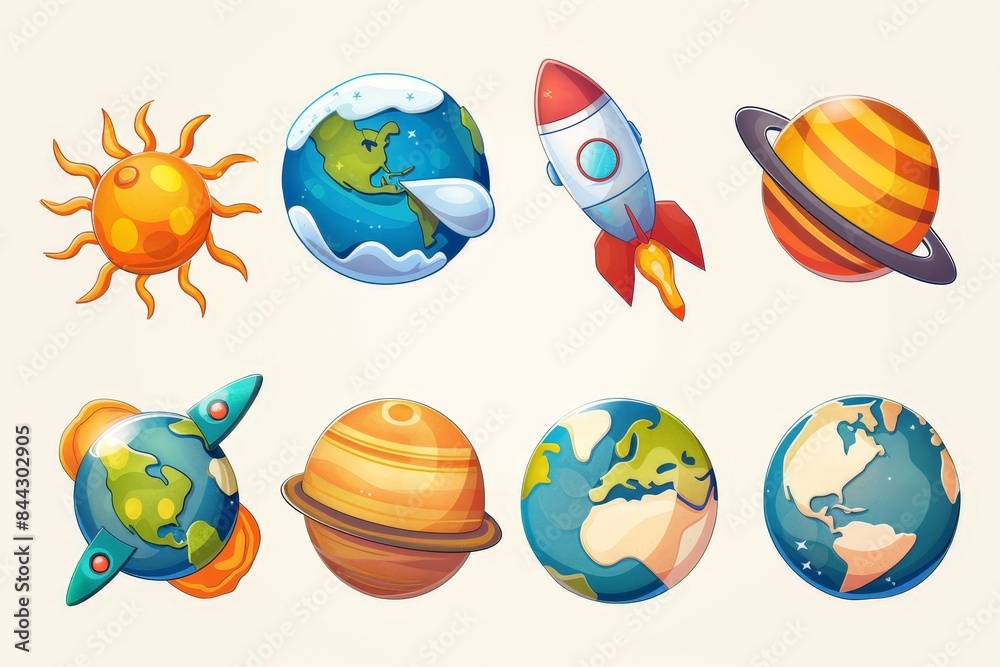 Cosmic Adventures: 3D Cartoon Game Icon of Earth in Solar System Exploration Cosmic Adventures: 3D Cartoon Game Icon of Earth in Solar System Exploration
