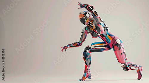 Dynamic image of a stylish cyborg woman in action, showcasing a fusion of advanced technology and fashion. 