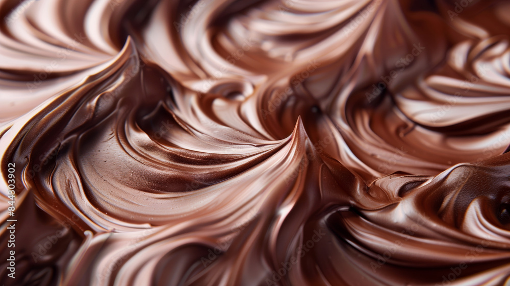 Close-Up of Smooth, Swirled Chocolate Texture - Perfect for Confectionery, Dessert, and Food Photography Close-Up of Smooth, Swirled Chocolate Texture - Perfect for Confectionery, Dessert, and Food Photography