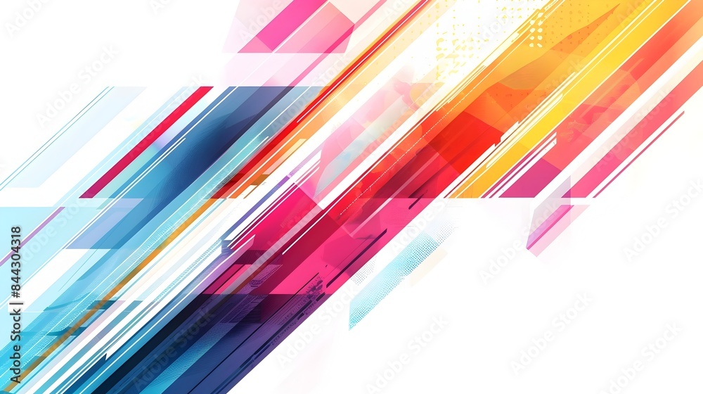 Vibrant Diagonal Arrow with Layered Colorful Overlays on Clean White Background Vibrant Diagonal Arrow with Layered Colorful Overlays on Clean White Background
