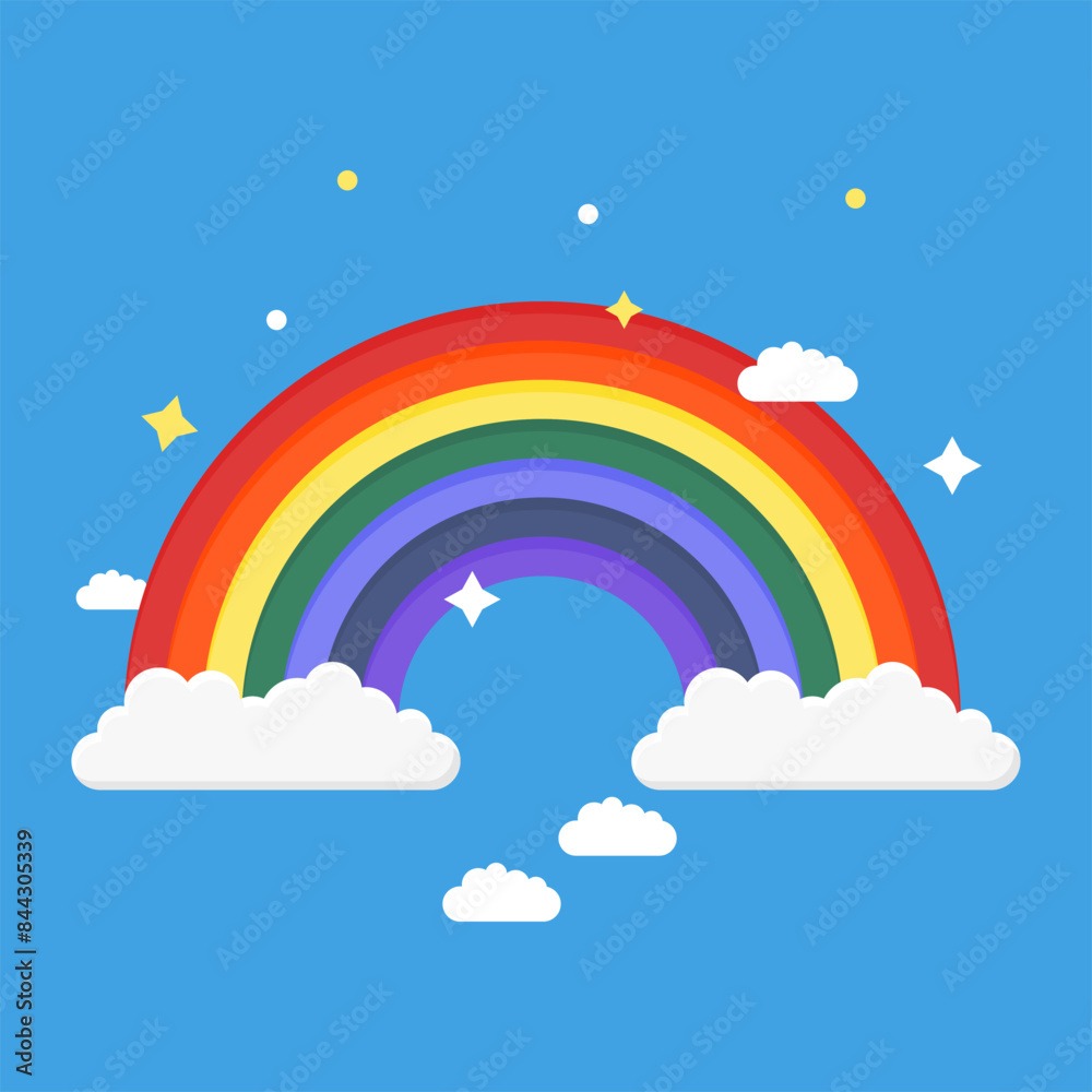 Beautiful Rainbow Design with White Clouds Beautiful Rainbow Design with White Clouds